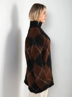 Camisola malha oversized com losangos