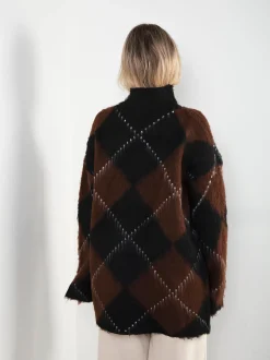 Camisola malha oversized com losangos