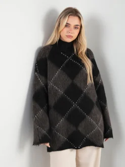Camisola malha oversized com losangos