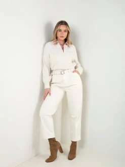 Camisola malha pérola encaixe camisa