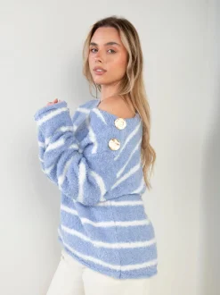 Camisola malha riscas mistura lã