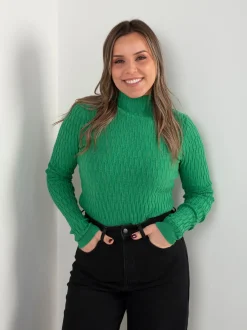 Camisola malha texturizada com gola subida