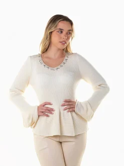 Camisola peplum malha canelada