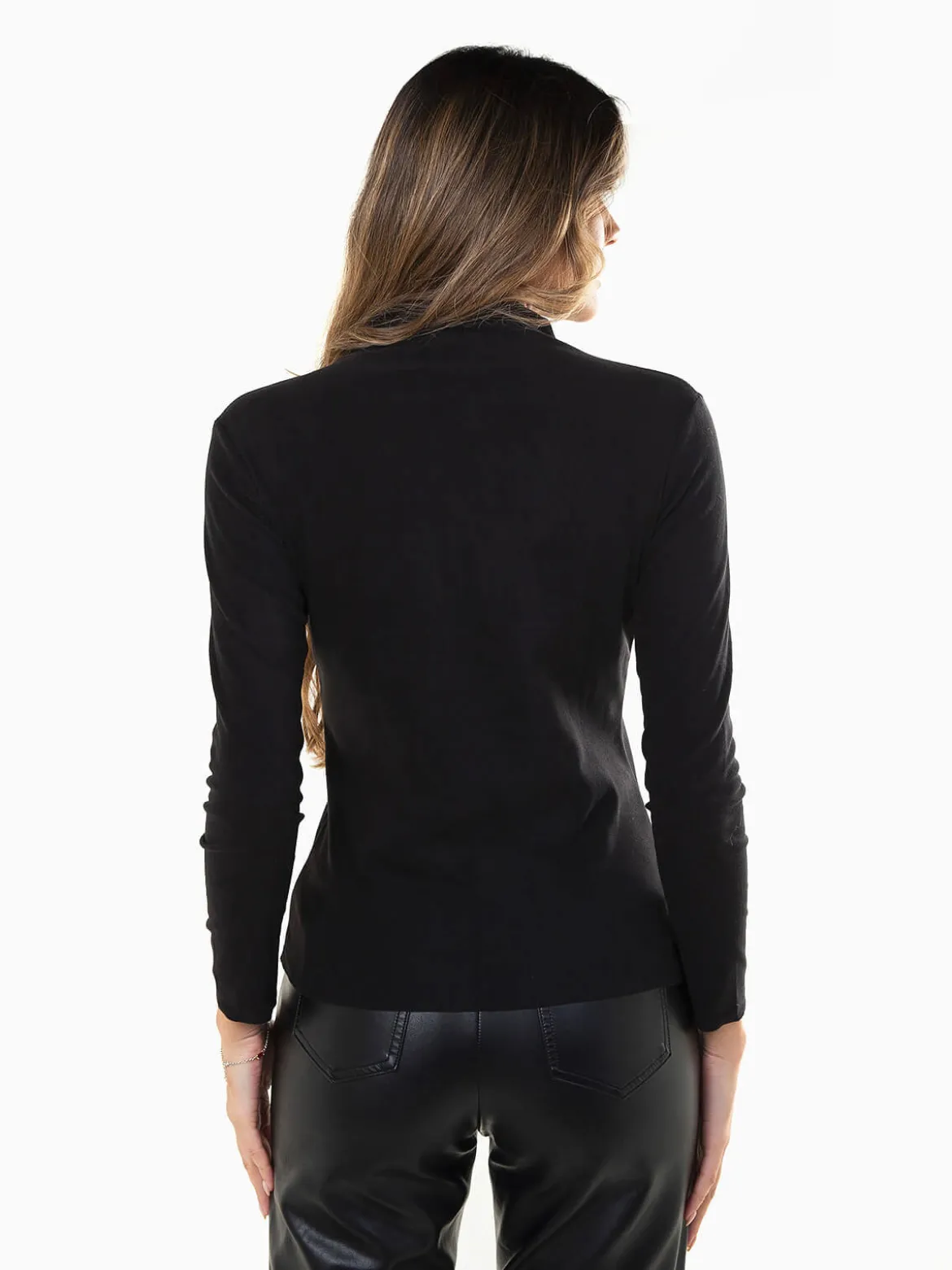 Camisola polar fina com gola subida