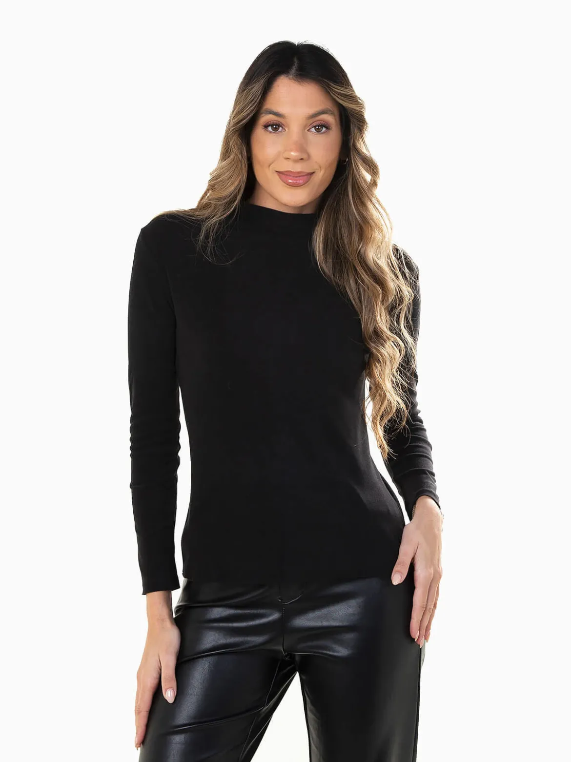 Camisola polar fina com gola subida