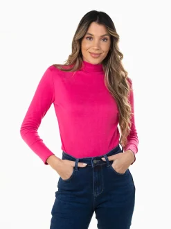 Camisola polar fina com gola subida