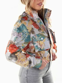 Casaco bomber jacquard cinza
