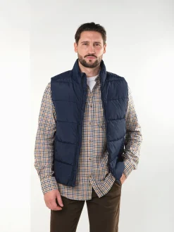 Colete acolchoado azul marinho gola alta