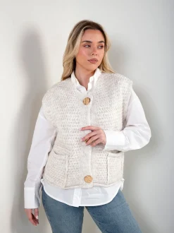 Colete malha com bolsos