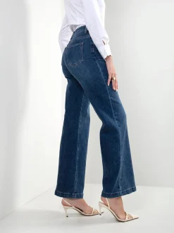 Jeans wide leg azul escuro