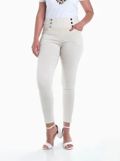 Jeggings elásticas com botões