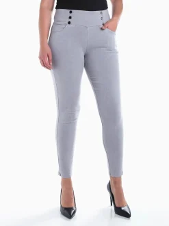 Jeggings elásticas com botões