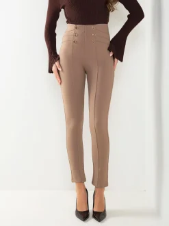 Leggings cintura alta botões dourados