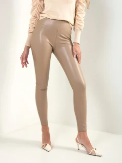 Leggings efeito pele cintura alta