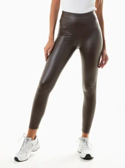Leggings elásticas efeito pele