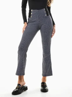 Leggings flare xadrez com botões
