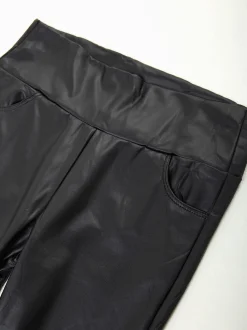 Leggings pretas efeito pele com cintura alta