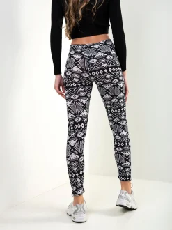 Leggings pretos estampados de cintura alta
