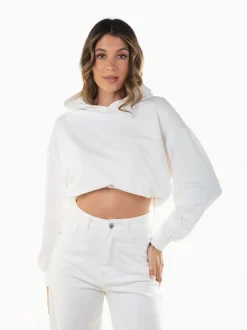 Sweatshirt cropped oversized com capuz