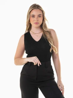 Top malha canelada
