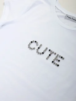 T-shirt manga curta com strass