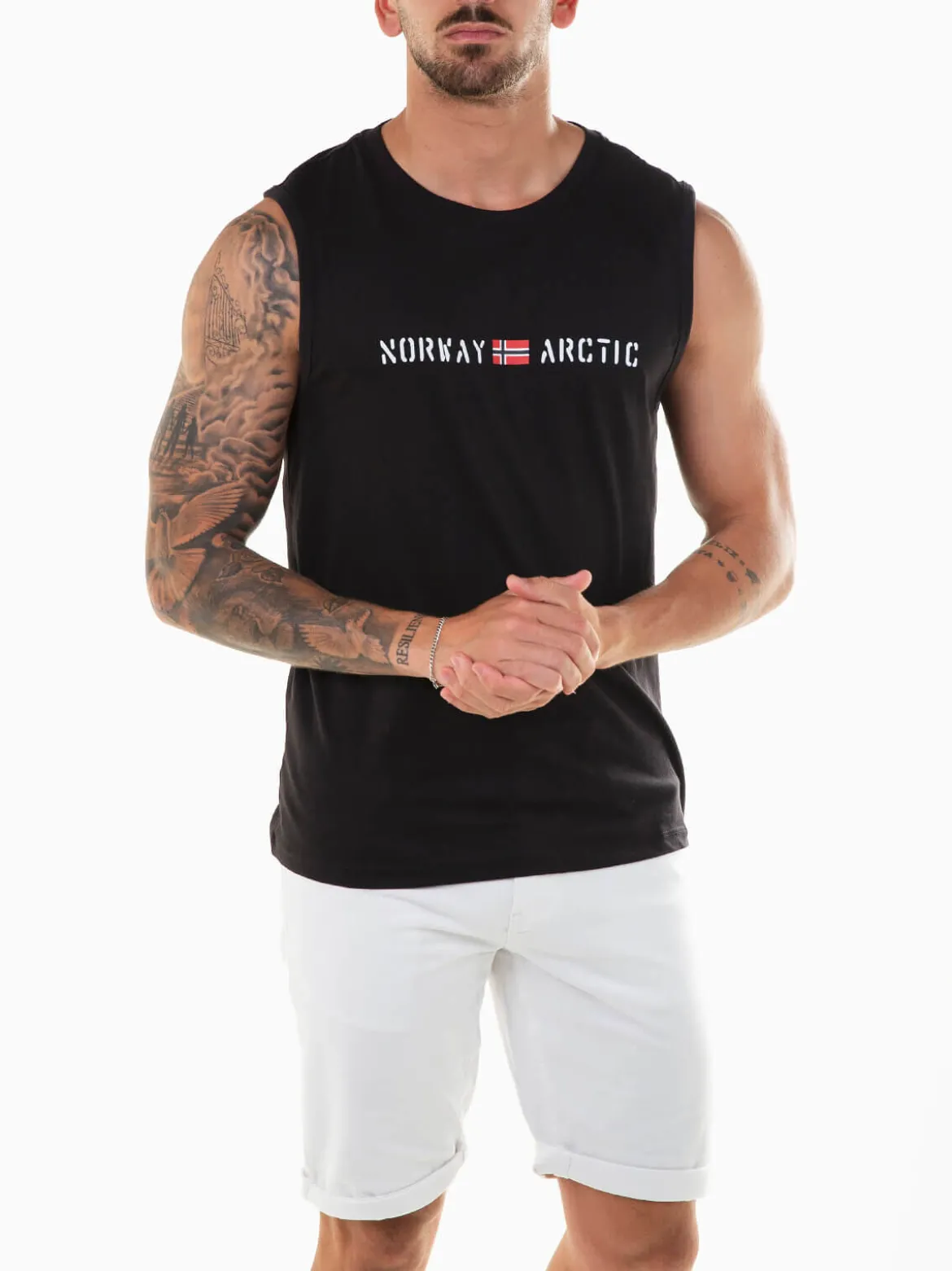 T-shirt preta sem mangas