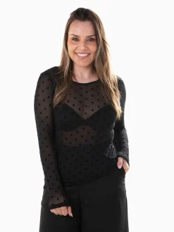 T-shirt preta tule com bolinhas